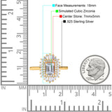 Emerald Cut Vintage Wedding Ring Simulated Cubic Zirconia 925 Sterling Silver