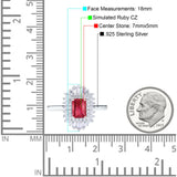 Emerald Cut Vintage Wedding Ring Simulated Cubic Zirconia 925 Sterling Silver