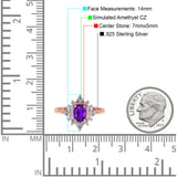 Oval Cut Halo Vintage Wedding Ring Simulated Cubic Zirconia 925 Sterling Silver