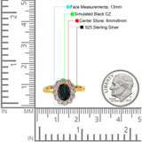 Vintage Floral Engagement Ring Oval Simulated Cubic Zirconia 925 Sterling Silver
