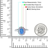 Vintage Floral Engagement Ring Oval Simulated Cubic Zirconia 925 Sterling Silver