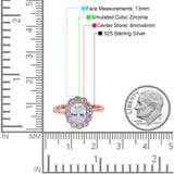 Vintage Floral Engagement Ring Oval Simulated Cubic Zirconia 925 Sterling Silver