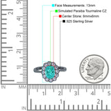 Vintage Floral Engagement Ring Oval Simulated Cubic Zirconia 925 Sterling Silver