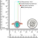 Vintage Floral Engagement Ring Oval Simulated Cubic Zirconia 925 Sterling Silver