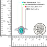 Vintage Floral Engagement Ring Oval Simulated Cubic Zirconia 925 Sterling Silver
