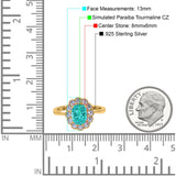 Vintage Floral Engagement Ring Oval Simulated Cubic Zirconia 925 Sterling Silver