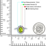 Vintage Floral Engagement Ring Oval Simulated Cubic Zirconia 925 Sterling Silver