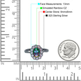 Vintage Floral Engagement Ring Oval Simulated Cubic Zirconia 925 Sterling Silver