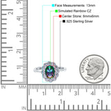 Vintage Floral Engagement Ring Oval Simulated Cubic Zirconia 925 Sterling Silver