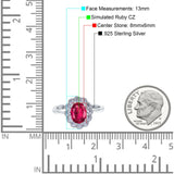 Vintage Floral Engagement Ring Oval Simulated Cubic Zirconia 925 Sterling Silver
