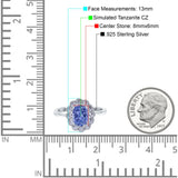 Vintage Floral Engagement Ring Oval Simulated Cubic Zirconia 925 Sterling Silver