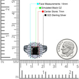 Cushion Cut Art Deco Wedding Ring Simulated Cubic Zirconia 925 Sterling Silver