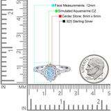 Oval Engagement Ring Accent Vintage Simulated Cubic Zirconia 925 Sterling Silver