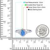 Oval Engagement Ring Accent Vintage Simulated Cubic Zirconia 925 Sterling Silver
