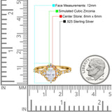 Oval Engagement Ring Accent Vintage Simulated Cubic Zirconia 925 Sterling Silver