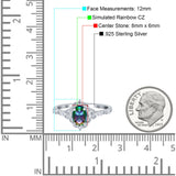 Oval Engagement Ring Accent Vintage Simulated Cubic Zirconia 925 Sterling Silver