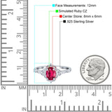 Oval Engagement Ring Accent Vintage Simulated Cubic Zirconia 925 Sterling Silver
