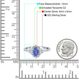 Oval Engagement Ring Accent Vintage Simulated Cubic Zirconia 925 Sterling Silver