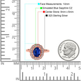Art Deco Wedding Ring Oval Cut Solid Simulated Cubic Zirconia 925 Sterling Silver