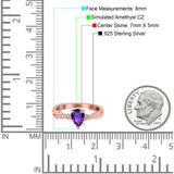 Pear Art Deco Wedding Ring Twisted Simulated Cubic Zirconia 925 Sterling Silver