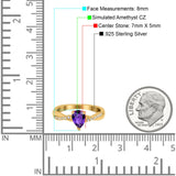 Pear Art Deco Wedding Ring Twisted Simulated Cubic Zirconia 925 Sterling Silver