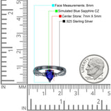Pear Art Deco Wedding Ring Twisted Simulated Cubic Zirconia 925 Sterling Silver
