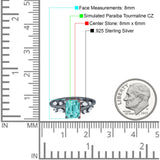 Emerald Cut Art Deco Engagement Wedding Bridal Ring Round Simulated Cubic Zirconia 925 Sterling Silver