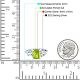 Emerald Cut Art Deco Engagement Wedding Bridal Ring Round Simulated Cubic Zirconia 925 Sterling Silver
