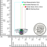 Emerald Cut Art Deco Engagement Wedding Bridal Ring Round Simulated Cubic Zirconia 925 Sterling Silver