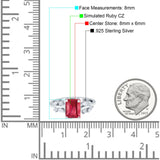Emerald Cut Art Deco Engagement Wedding Bridal Ring Round Simulated Cubic Zirconia 925 Sterling Silver
