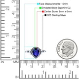Teardrop Pear Art Deco Engagement Wedding Bridal Halo Ring Round Simulated Cubic Zirconia 925 Sterling Silver