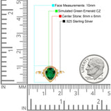 Teardrop Pear Art Deco Engagement Wedding Bridal Halo Ring Round Simulated Cubic Zirconia 925 Sterling Silver