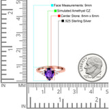 Teardrop Pear Art Deco Engagement Wedding Bridal Ring Round Simulated Cubic Zirconia Accent 925 Sterling Silver