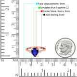 Teardrop Pear Art Deco Engagement Wedding Bridal Ring Round Simulated Cubic Zirconia Accent 925 Sterling Silver