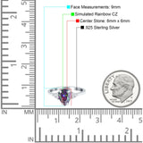Teardrop Pear Art Deco Engagement Wedding Bridal Ring Round Simulated Cubic Zirconia Accent 925 Sterling Silver
