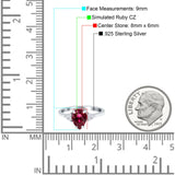 Teardrop Pear Art Deco Engagement Wedding Bridal Ring Round Simulated Cubic Zirconia Accent 925 Sterling Silver