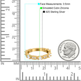 Art Deco Eternity Wedding Band Ring Simulated Cubic Zirconia 925 Sterling Silver