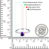 Art Deco Wedding Engagement Ring Simulated Cubic Zirconia Accent Vintage Bridal Ring Round 925 Sterling Silver