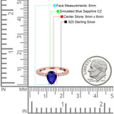 Teardrop Pear Art Deco Wedding Engagement Ring Round Simulated Cubic Zirconia Accent 925 Sterling Silver