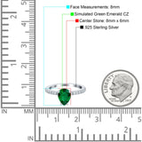 Teardrop Pear Art Deco Wedding Engagement Ring Round Simulated Cubic Zirconia Accent 925 Sterling Silver