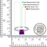 Cushion Cut Art Deco Vintage Engagement Wedding Bridal Ring Round Simulated Cubic Zirconia Accent 925 Sterling Silver