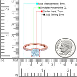 Cushion Cut Art Deco Vintage Engagement Wedding Bridal Ring Round Simulated Cubic Zirconia Accent 925 Sterling Silver