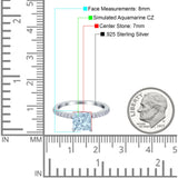 Cushion Cut Art Deco Vintage Engagement Wedding Bridal Ring Round Simulated Cubic Zirconia Accent 925 Sterling Silver