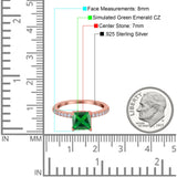 Cushion Cut Art Deco Vintage Engagement Wedding Bridal Ring Round Simulated Cubic Zirconia Accent 925 Sterling Silver