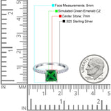 Cushion Cut Art Deco Vintage Engagement Wedding Bridal Ring Round Simulated Cubic Zirconia Accent 925 Sterling Silver