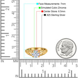 Art Deco Filigree Wedding Engagement Bridal Ring Round Simulated Cubic Zirconia 925 Sterling Silver