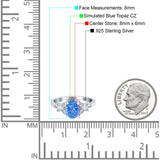 Butterfly Oval Art Deco Engagement Wedding Ring Round Simulated Cubic Zirconia 925 Sterling Silver