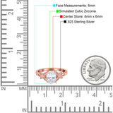 Butterfly Oval Art Deco Engagement Wedding Ring Round Simulated Cubic Zirconia 925 Sterling Silver