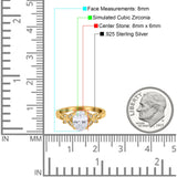 Butterfly Oval Art Deco Engagement Wedding Ring Round Simulated Cubic Zirconia 925 Sterling Silver