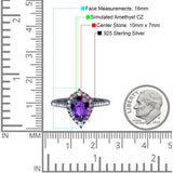 Teardrop Pear Art Deco Wedding Ring Simulated Cubic Zirconia 925 Sterling Silver